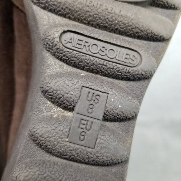 Aerosoles Shoes Womens Size 8 Brown Suede Side Zip Wedge - Picture 9 of 12